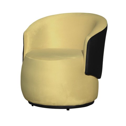 Poltrona Beatriz Orgânica 73cm Compose Corino Marrom/ Suede:amarelo