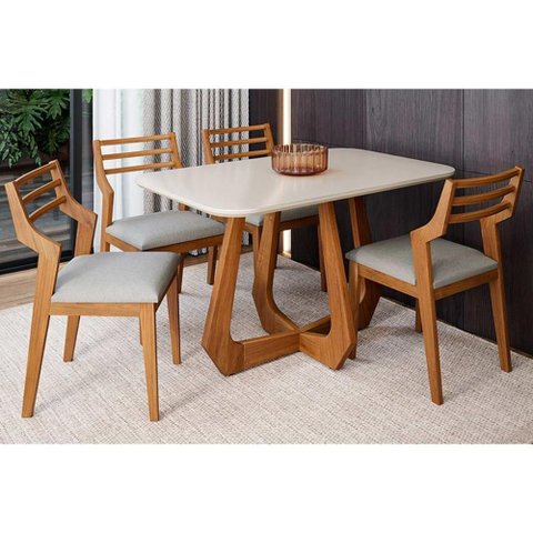 Cadeira Sala de Jantar Damasco Kit 2 Un Carvalho/couríssimo Kaki - Cimol