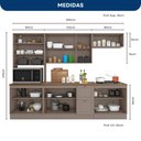 Ver imagem 2 de Cozinha Modulada Americana com Cristaleira 7 Peças 280cm Unna Poliman Móveis