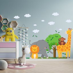 Adesivo De Parede Decorativo Infantil Safari na Savana - 3