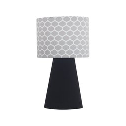 abajur elegance poptem tecido estampado preto e honey luminária mesa cúpula cabeceira quarto sala in - 1