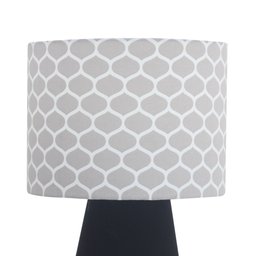 abajur elegance poptem tecido estampado preto e honey luminária mesa cúpula cabeceira quarto sala in - 2