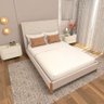 Cama Casal Estofada com Cabeceira e 2 Mesas de Cabeceira Mdf Cor:veludo Creme com Luna - 1