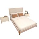 Ver imagem 2 de Cama Casal Estofada com Cabeceira e 2 Mesas de Cabeceira Mdf Cor:veludo Creme com Luna