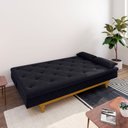 Ver imagem 2 de Sofá Cama 3 Lugares em Suede Tokio Yescasa Preto