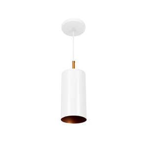 Lustre Pendente Moderno Bilboque Cilídrico PQ Br Fosco Cobre