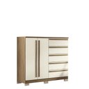 Ver imagem 3 de Cômoda 2 Portas 5 Gavetas Málaga Gold com Pés Bege/Jatobá/Areia
