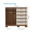 Ver imagem 4 de Cômoda 2 Portas 5 Gavetas Málaga Gold com Pés Bege/Jatobá/Areia