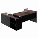 Ver imagem 2 de Mesa L Diretor 150cm a 170cm Armário Lateral e Gavetas F5 Cor:marsala com Preto