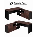 Ver imagem 5 de Mesa L Diretor 150cm a 170cm Armário Lateral e Gavetas F5 Cor:marsala com Preto