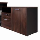 Ver imagem 7 de Mesa L Diretor 150cm a 170cm Armário Lateral e Gavetas F5 Cor:marsala com Preto