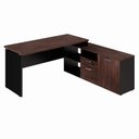 Ver imagem 4 de Mesa L Diretor 150cm a 170cm Armário Lateral e Gavetas F5 Cor:marsala com Preto