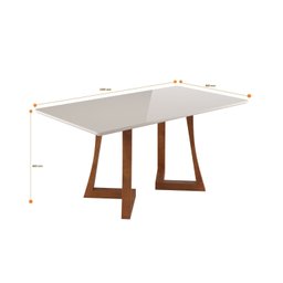 Mesa de Jantar Pés Madeira Maciça com Vidro 6 Cadeiras Madeira Dalia Anna Âmbar/Off White - 5