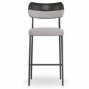 Ver imagem 3 de Kit 2 Banquetas Alta Sala de Jantar Lisa Pés Preto Linho/PU Cinza/Preto m² - Monari Design