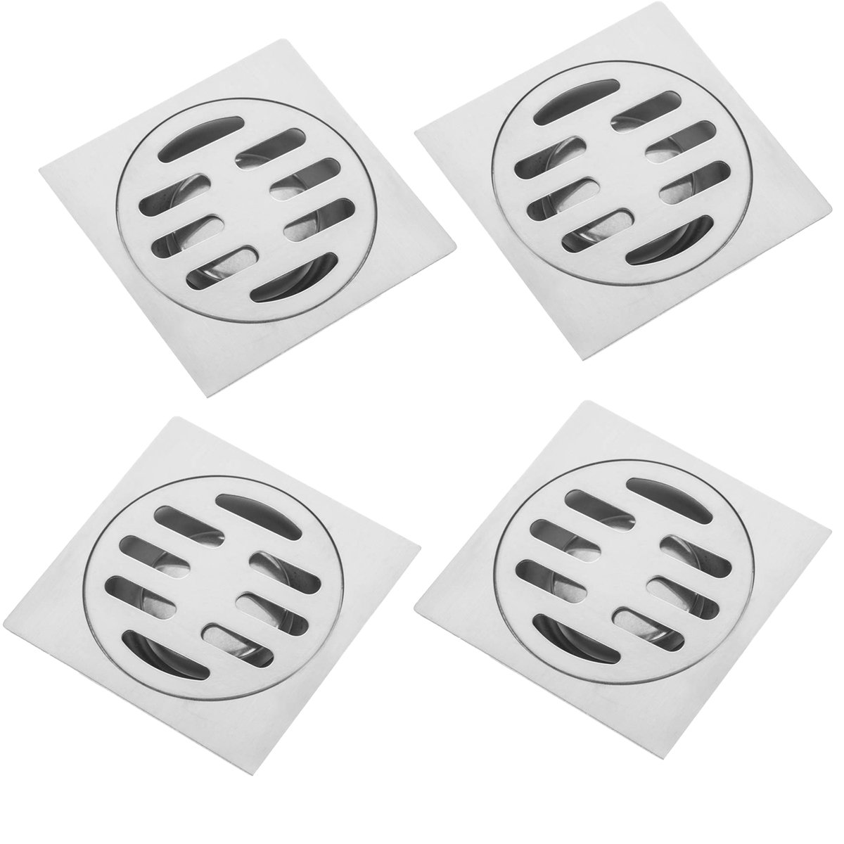 Ralo 10x10 Aço Inox Kit 4 Unidades Banheiro Lavabo Higienico Resistente Seguro