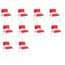 Ver imagem 1 de Kit 10 Cadeira Iso Infantil Creche, Base Branco Vermelho