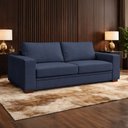 Ver imagem 2 de Sofá Decorativo Sala de Estar Champions 4 Lugares 240cm Bipartido Couro Azul Marinho - Mozzelar