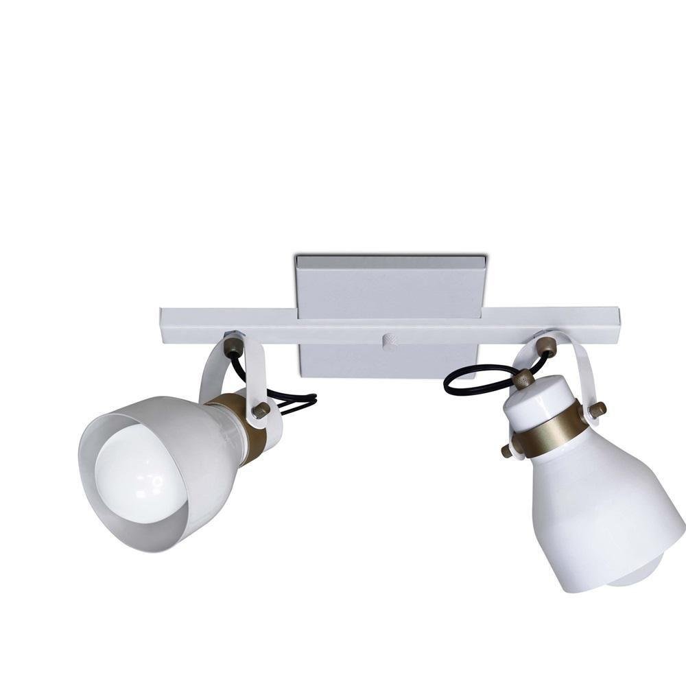 Spot Cairo Base Trilho P/ 2 Lâmpadas E27 Branco Com Dourado - 1