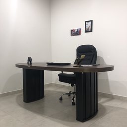 Mesa para Escritório com Curvas Orgânicas, Pés Ripados e Tampo Tamburato Diretor 2 Metros  - 18
