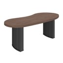 Ver imagem 3 de Escrivaninha Mesa Escritório com Curvas Orgânicas, Pés Ripados e 200cm Tampo Tamburato Diretor 2 Metros Charuto e Preto Artany