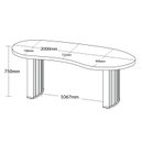 Ver imagem 5 de Escrivaninha Mesa Escritório com Curvas Orgânicas, Pés Ripados e 200cm Tampo Tamburato Diretor 2 Metros Charuto e Preto Artany