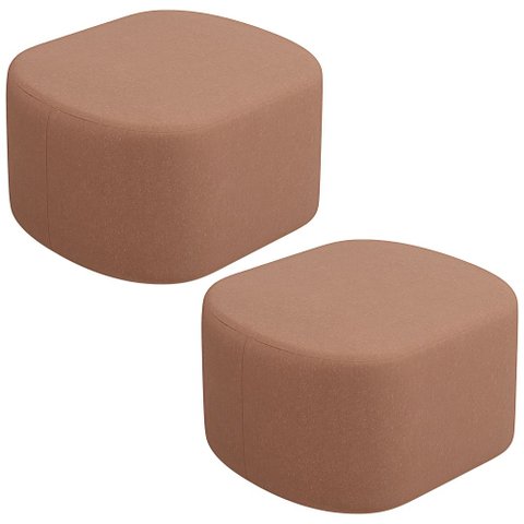 Kit 2 Puffs Decorativos Orgânico para Living Quarto 70cm Doha W01 Linho Rosê - Lyam Decor