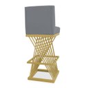 Ver imagem 4 de Banqueta Alta Área Gourmet Cozinha Restaurante Bar Base de Metal Dourado Suede Prata Eli Móveis
