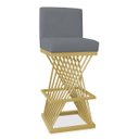 Ver imagem 2 de Banqueta Alta Área Gourmet Cozinha Restaurante Bar Base de Metal Dourado Suede Prata Eli Móveis