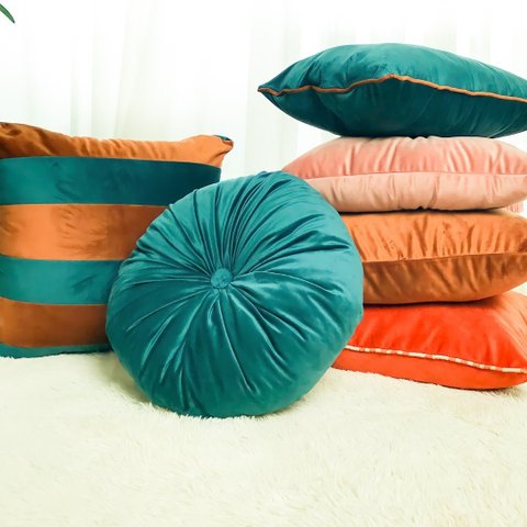 ALMOFADA REDONDA RETRÔ VERDE ESMERALDA Almofadas Estilo