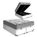 Ver imagem 1 de Cama Box Baú King 193 Bipartido Tecido Sintético Branco Com Colchão de Molas Ensacadas Evolution - P