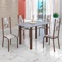 Ver imagem 1 de Conjunto Sala de Jantar Bahia Mesa Tubo 120x75cm Tampo Pedra Granito Ocre com 4 Cadeiras