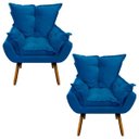 Ver imagem 1 de Kit 2 Poltronas Mariana Suede Azul Royal Slk Decor