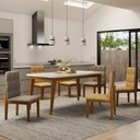Ver imagem 1 de Mesa de Jantar 6 Lugares Royal com Vidro Cinamomo/off White - Panorama Móveis