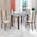 Ver imagem 1 de Conjunto Sala de Jantar Bahia Mesa Tubo 120x75cm Tampo Pedra Granito Ocre com 4 Cadeiras
