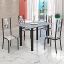 Ver imagem 1 de Conjunto Sala de Jantar Bahia Mesa Tubo 120x75cm Tampo Pedra Granito Ocre com 4 Cadeiras