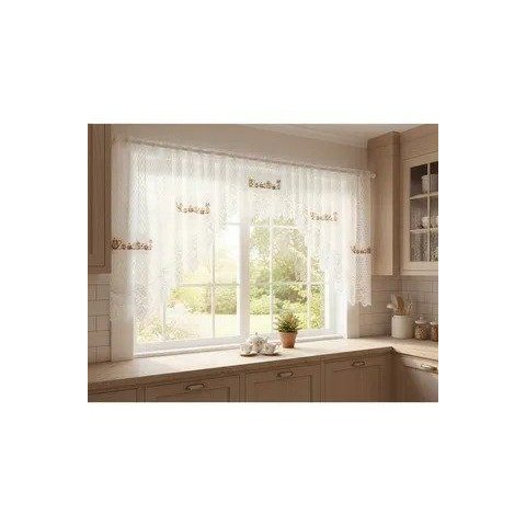 Cortina Bando Renda Cascata Siena Cozinha Estampa 3,15x0,95:Bule Dourado