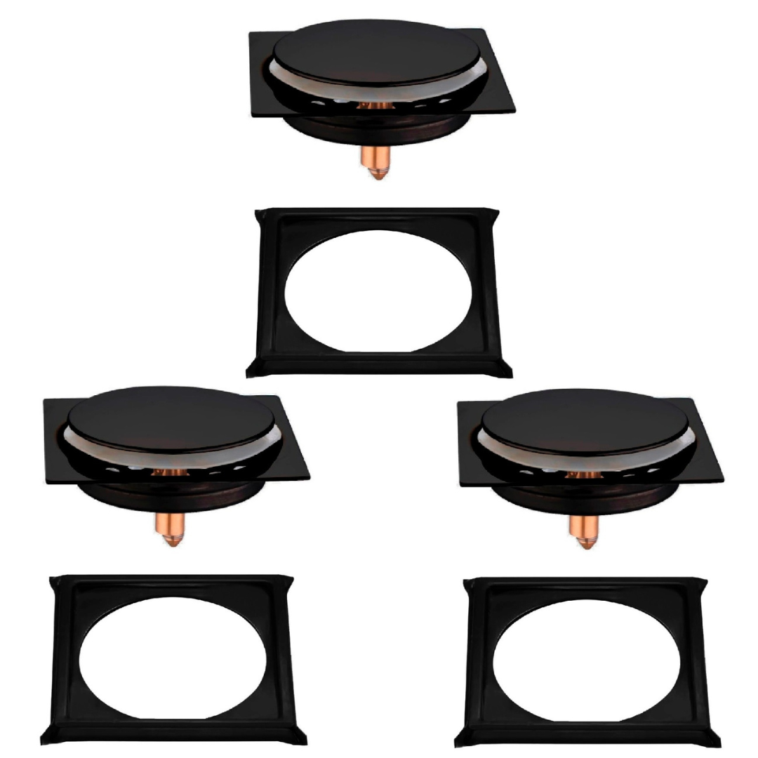 Kit C/3 Ralo e Porta Grelha Inox Piso Click 15x15 Cm Preto - 1