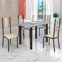 Ver imagem 1 de Conjunto Sala de Jantar Bahia Mesa Tubo 120x75cm Tampo Pedra Granito Ocre com 4 Cadeiras