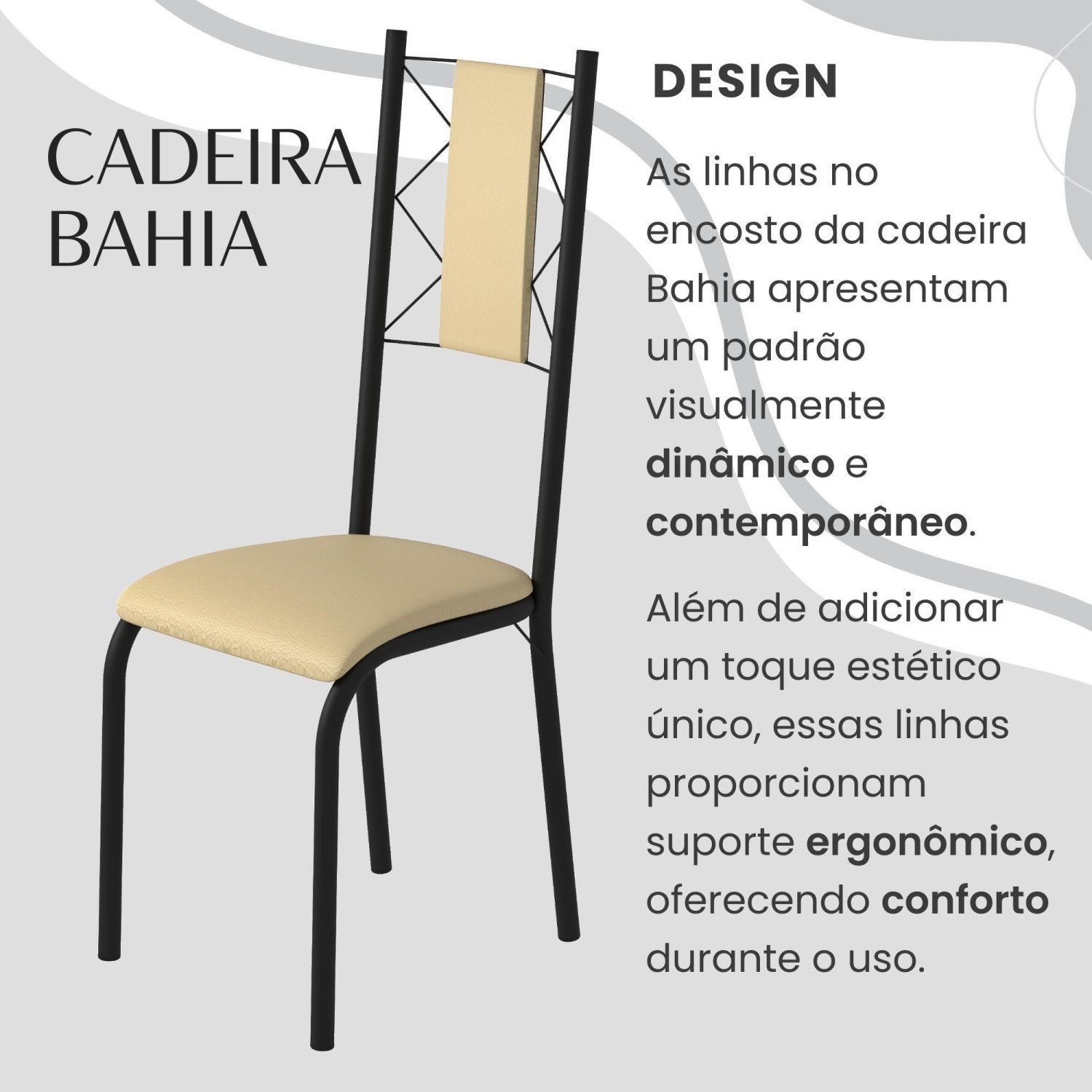 Conjunto Sala de Jantar Bahia Mesa Tubo 120x75cm Tampo Pedra Granito Ocre com 4 Cadeiras - 5