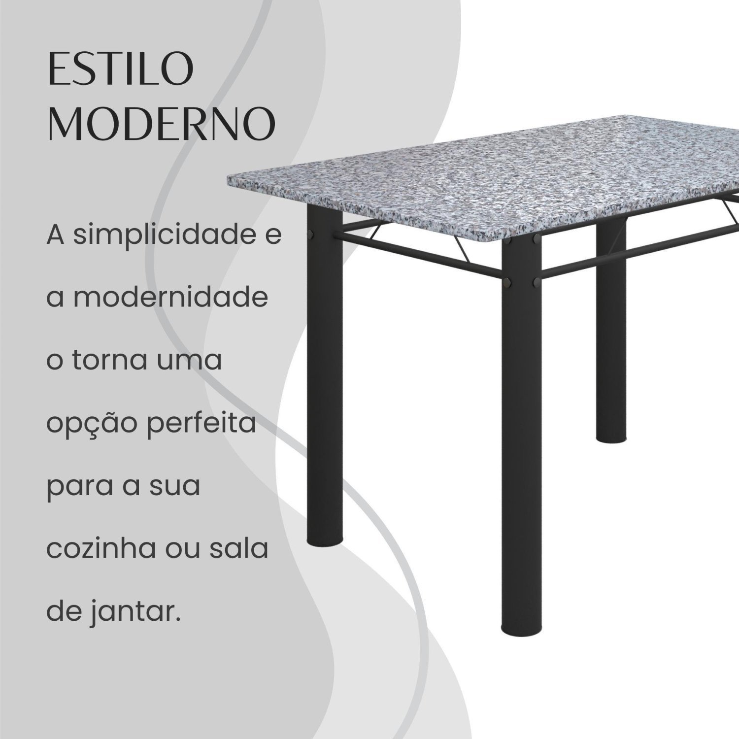 Conjunto Sala de Jantar Bahia Mesa Tubo 120x75cm Tampo Pedra Granito Ocre com 4 Cadeiras - 7