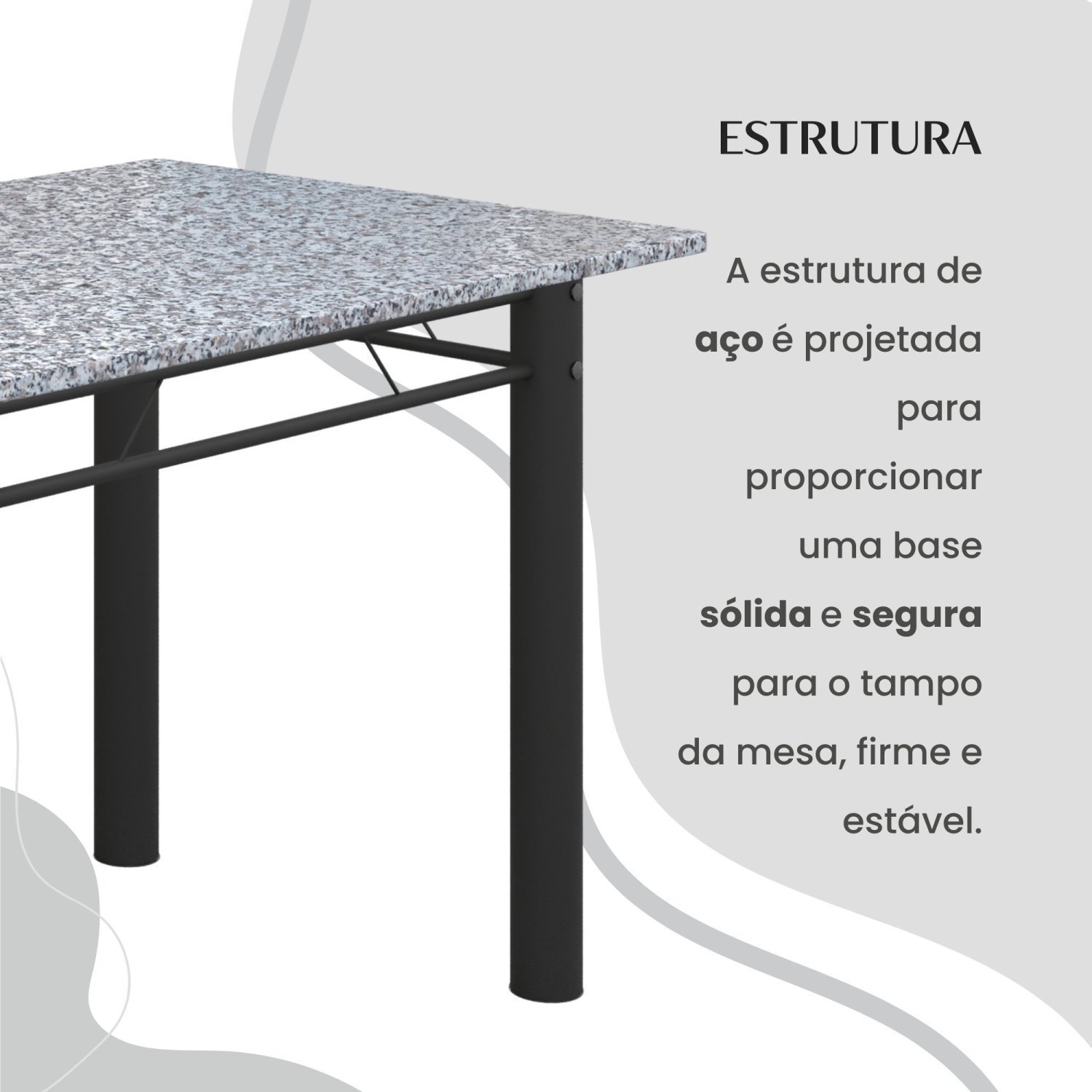 Conjunto Sala de Jantar Bahia Mesa Tubo 120x75cm Tampo Pedra Granito Ocre com 4 Cadeiras - 9
