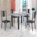 Ver imagem 1 de Conjunto Sala de Jantar Bahia Mesa Tubo 120x75cm Tampo Pedra Granito Ocre com 4 Cadeiras