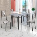 Ver imagem 1 de Conjunto Sala de Jantar Bahia Mesa Tubo 120x75cm Tampo Pedra Granito Ocre com 4 Cadeiras