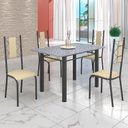 Ver imagem 1 de Conjunto Sala de Jantar Bahia Mesa Tubo 120x75cm Tampo Pedra Granito Ocre com 4 Cadeiras