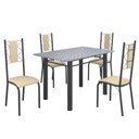 Ver imagem 2 de Conjunto Sala de Jantar Bahia Mesa Tubo 120x75cm Tampo Pedra Granito Ocre com 4 Cadeiras