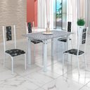 Ver imagem 1 de Conjunto Sala de Jantar Bahia Mesa Tubo 120x75cm Tampo Pedra Granito Ocre com 4 Cadeiras