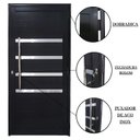 Ver imagem 4 de Porta Lambril de Alumínio 210 x 80cm com Puxador e Friso Linha 30 Abertura Direita Preto Esquadrias