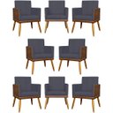 Ver imagem 1 de Kit 8 Poltronas Decorativas Lis Corino e Linho Cores Pé Palito 30 Cm Castanho