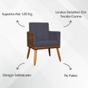 Ver imagem 6 de Kit 8 Poltronas Decorativas Lis Corino e Linho Cores Pé Palito 30 Cm Castanho