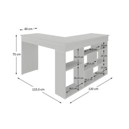 Mesa de Escritório 115,5x120cm em L 8 Nichos Montecello Yescasa - 3